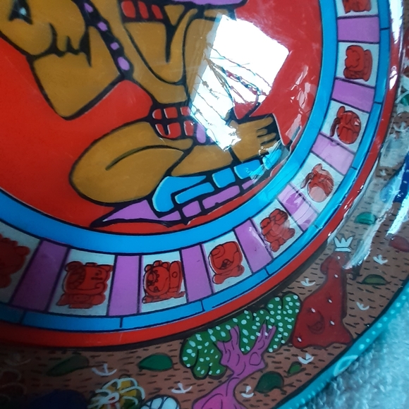 🇲🇽 Vintage Mayan Folk Art Mayan Calendar Plate Decor Spiritual - Picture 15 of 16
